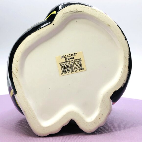 Vintage 90s Bella Casa GANZ Black Cat Head Vase: Whimsical Floral - Pink Bow - Picture 7 of 12